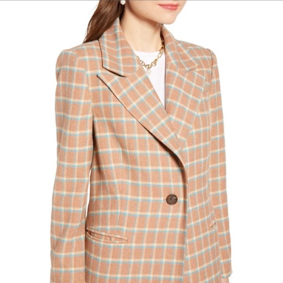 SOMETHING NAVY • Plaid Wool Blend Coat - Picture 2 of 13